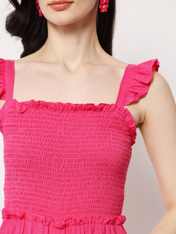 ELEENA Women's Rayon Pink Solid Shoulder Straps Casual Jumpsuit Jumpsuit