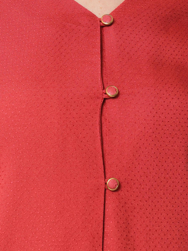 ELEENA Women's Rayon Maroon Solid 3/4 Sleeve Casual Regular Top