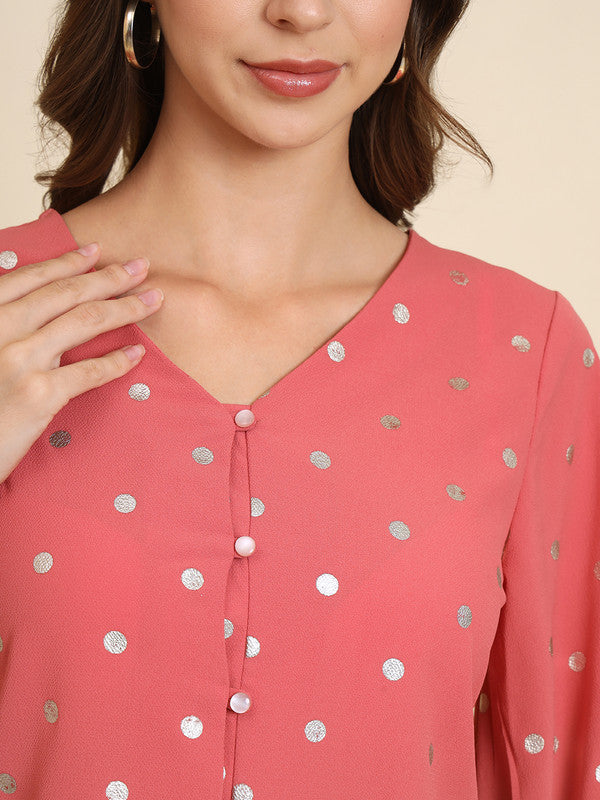 KASHANA Women's Polyester Pink Printed Full Sleeve Partywear Wrap Top